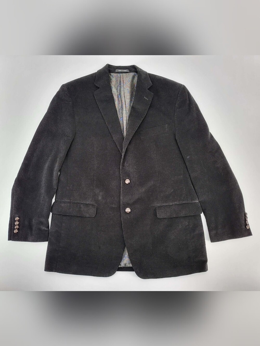 Lauren Ralph Lauren Men's Black Corduroy Sport Coat Blazer 42R Notch 2-Button